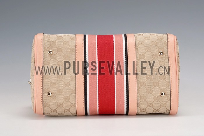 Gucci Vintage Web Boston Bag Peach