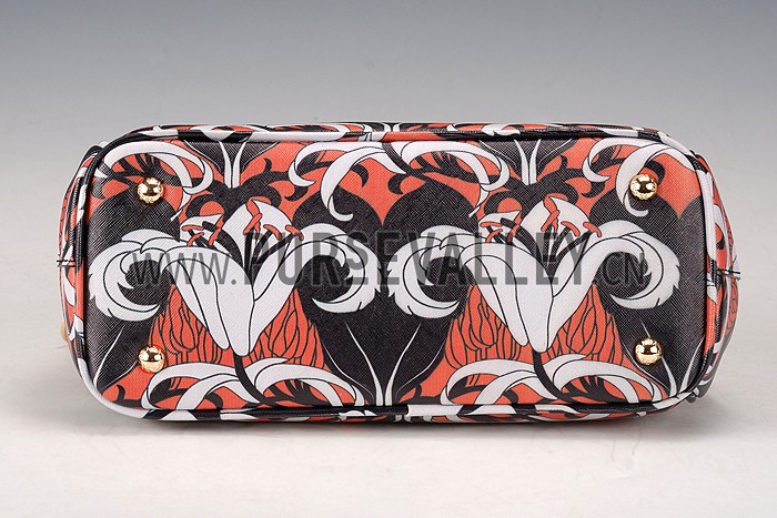 Prada Saffiano Beige Lily Motif Tote