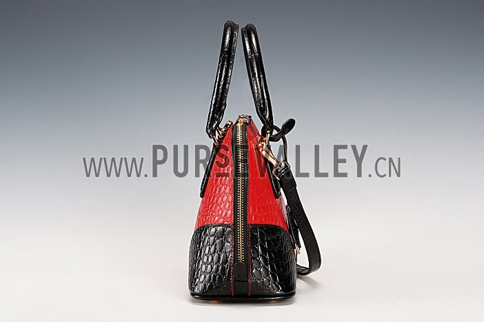 Prada Promenade Black And Red Small Crocodile Bag