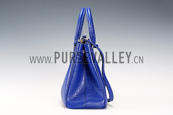 Prada Saffiano Crocodile Leather Blue Bag