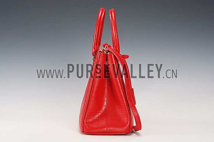 Prada Saffiano Crocodile Leather Red Bag