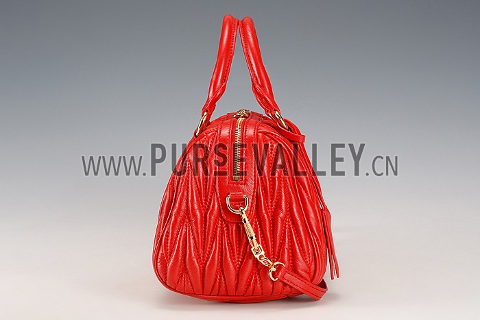 Miu Miu Matelasse Top Handle Large Red