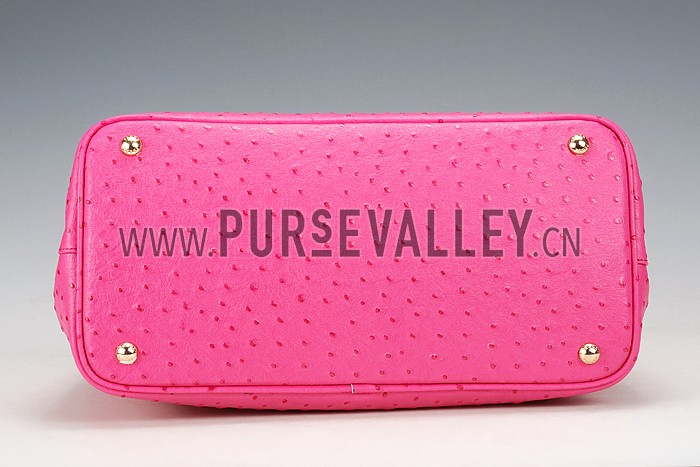 Prada Double Tote Ostrich Leather Bag Fuchsia