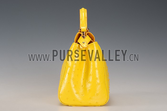 Fendi Peekaboo Mini Ostrich Leather Yellow Bag