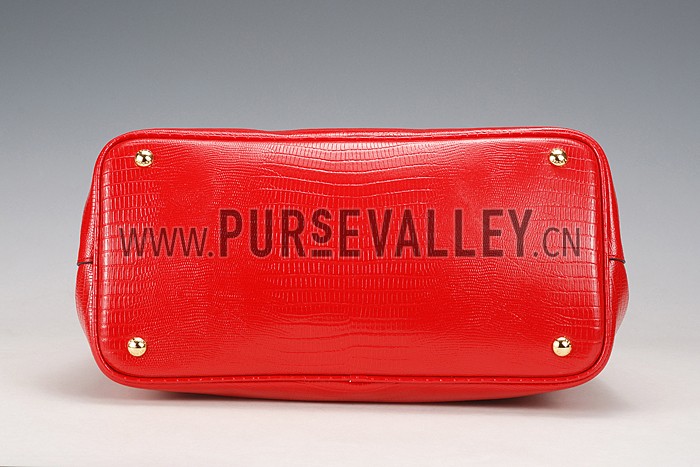 Prada Double Tote Crocodile Leather Bag Red
