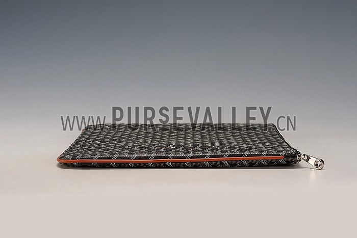 Goyard Large Pouch Black And Tan Leather Trim