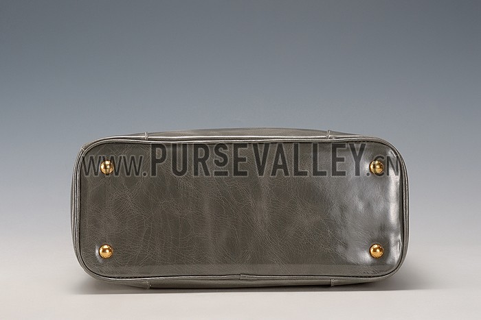 Prada Classic Patent Leather Satchel Grey