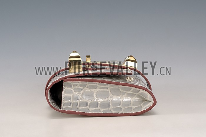 Hermes Medor Crocodile Leather Grey Clutch 18926679