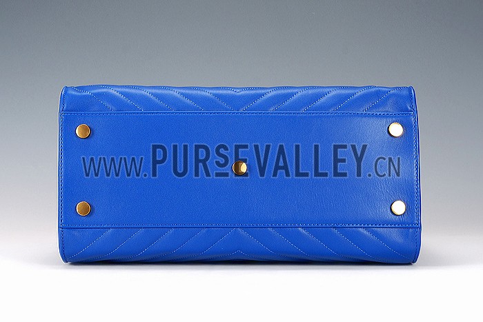 Saint Laurent Monogram Cabas Royal Blue Matelasse Leather Bag