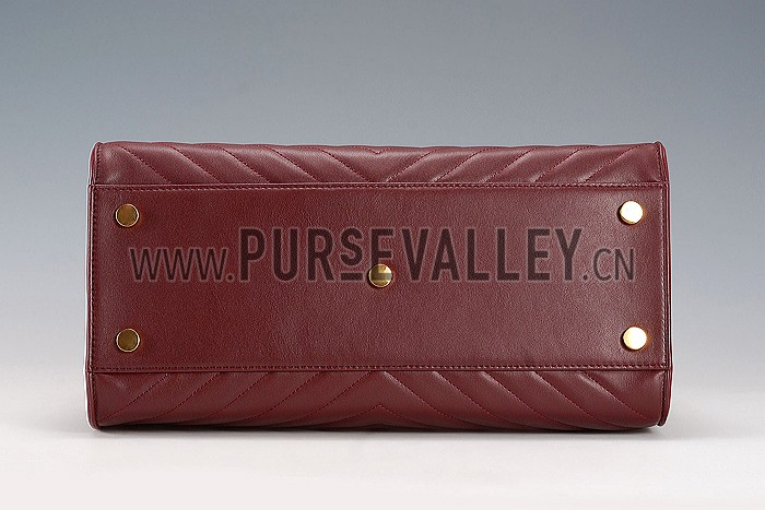 Saint Laurent Monogram Cabas Bordeaux Matelasse Leather Bag