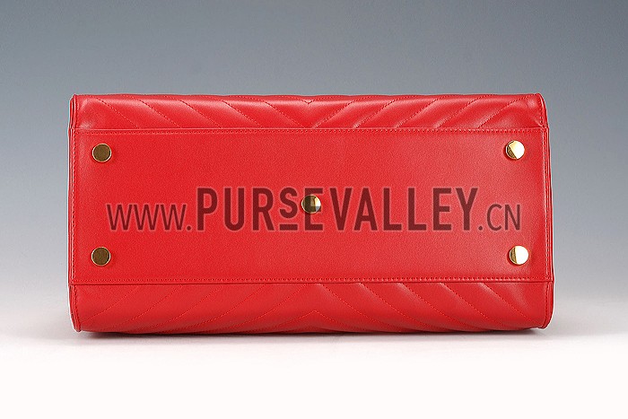 Saint Laurent Monogram Cabas Red Matelasse Leather Bag