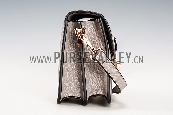 Prada Saffiano Leather Lux Small Grey Bag
