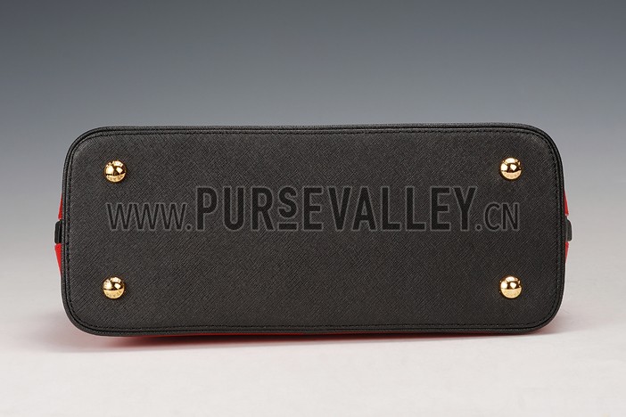 Prada Promenade Black And Red Crocodile Bag