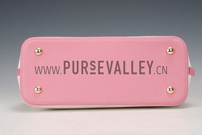 Prada Saffiano Promenade Pink and White Tote