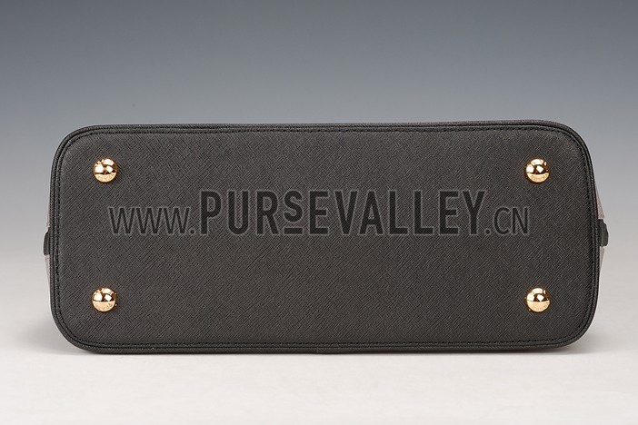 Prada Saffiano Promenade Black and Grey Tote