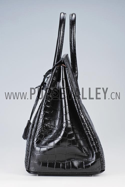 Hermes Birkin Bag Croc Black