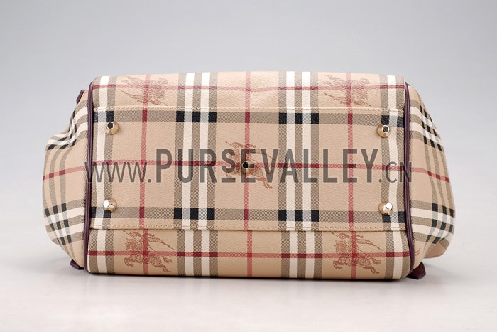 Burberry Haymarket Small Tote Purple Trim