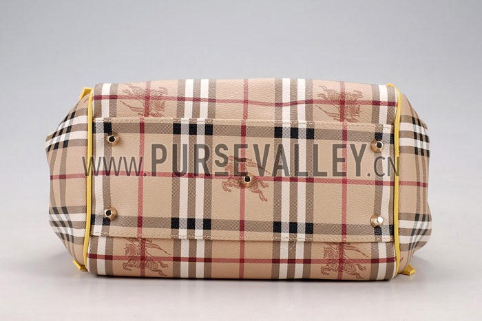 Burberry Haymarket Small Tote Yellow Trim