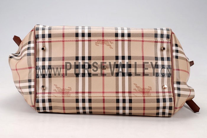 Burberry Haymarket Medium Tote Brown Trim