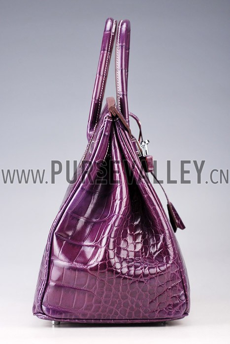 Hermes Birkin Bag Croc Purple