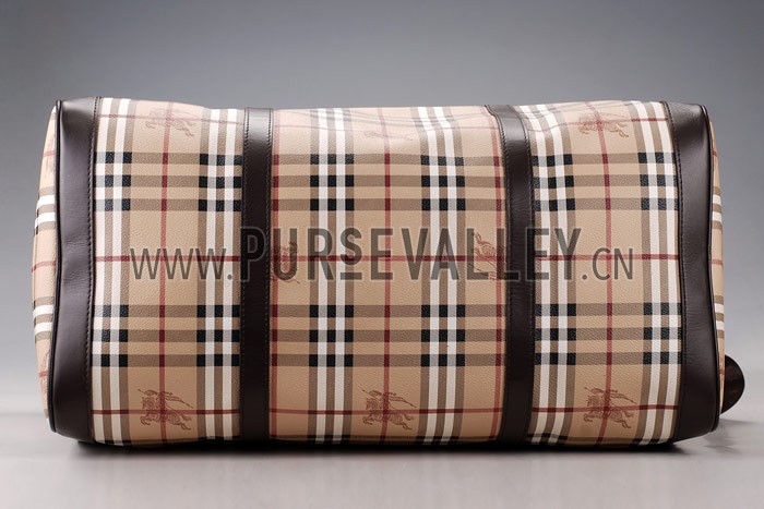 Burberry Haymarket Black Trim Large Duffle Bag