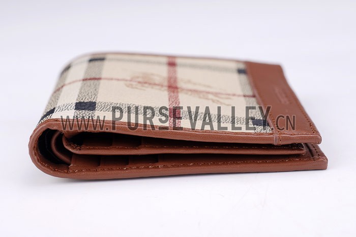 Burberry Haymarket Check Folding 6 Cards Wallet Brown