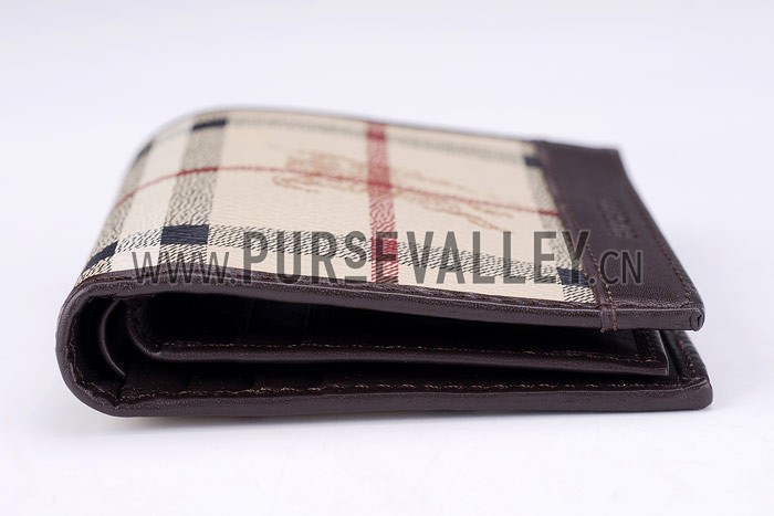 Burberry Haymarket Check Folding 6 Cards Wallet Black