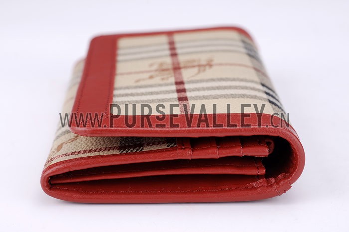 Burberry Haymarket Check Large Wallet Red