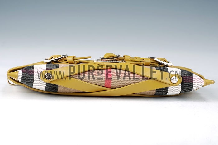 Burberry Small Bridle House Check Belted Clutch Yellow
