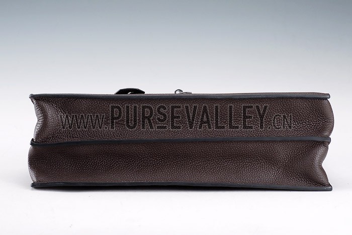 Hermes Kelly Briefcase Silver Hardware Dark Brown