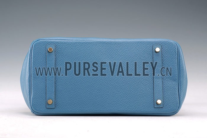 Hermes Birkin Horse Embossed Gold Hardware Tote Blue