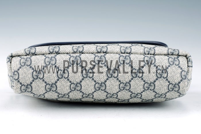 Gucci Small Messenger Flap Bag with GG Canvas Blue Leather Trim