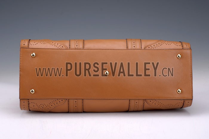 Gucci Duilio Brogue Tan Leather Tote