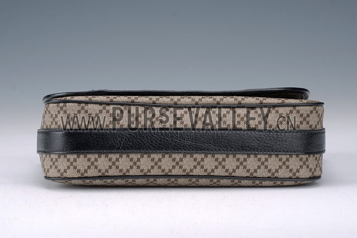 Gucci Canvas Medium Flap Messenger Bag Black Trim