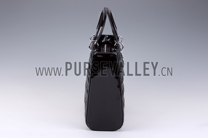 Dior Medium Lady Cannage Bag Patent Leather Black