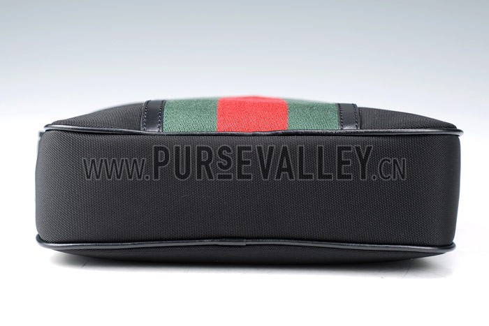 Gucci Canvas Shoulder Bag Black with Web Detail