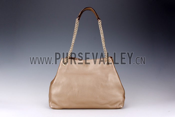 Gucci Large Soho Leather Shoulder Bag with Chain Straps Antique Gold