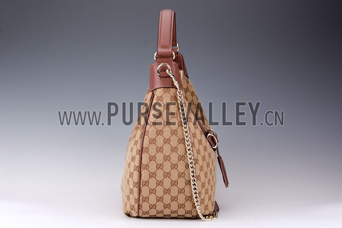 Gucci Emily GG Canvas Light Plum Leather Trim Hobo