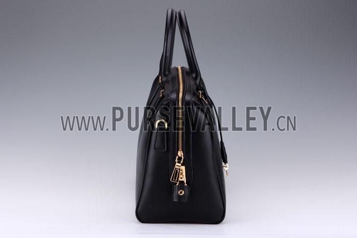 Prada Saffiano Shoulder Strap Bowler Bag Black