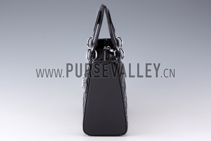 Dior Small Lady Cannage Bag Patent Leather Black