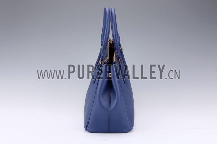Prada Medium Saffiano Lux Top Handle Dark Blue