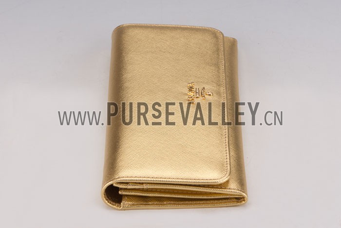 Prada Continental Wallet with Strap Gold