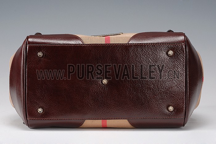 Burberry Small Bridle House Check Tote Bag Dark Brown 607780