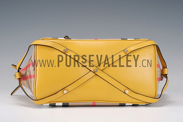 Burberry Medium Bridle House Check Tote Bag Yellow 607784