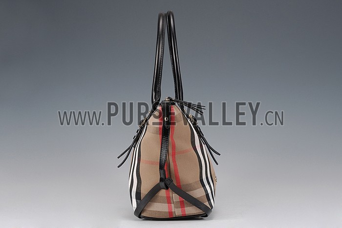 Burberry Medium Bridle House Check Tote Bag Black 607791