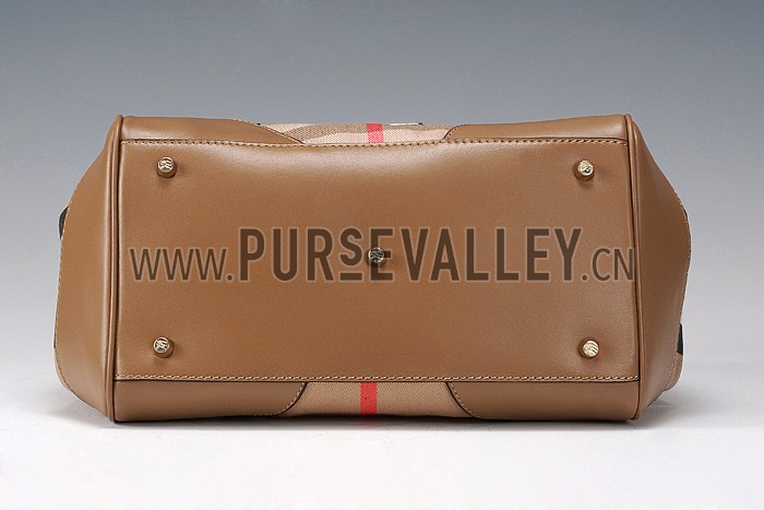 Burberry Small Bridle House Check Tote Bag Brown 607792