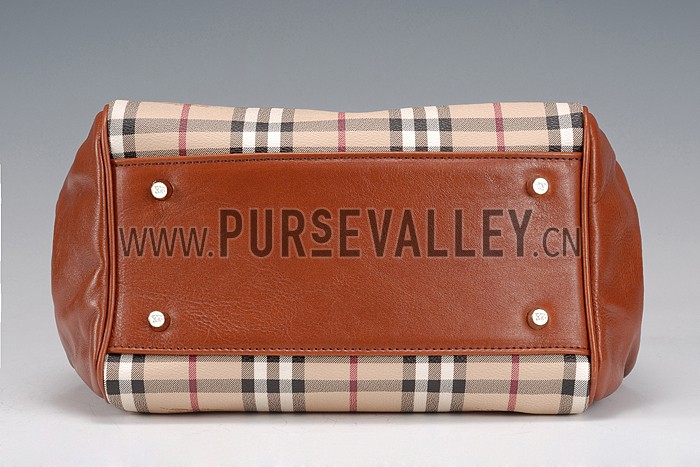 Burberry Small Haymarket Check Tote Bag Brown 607795
