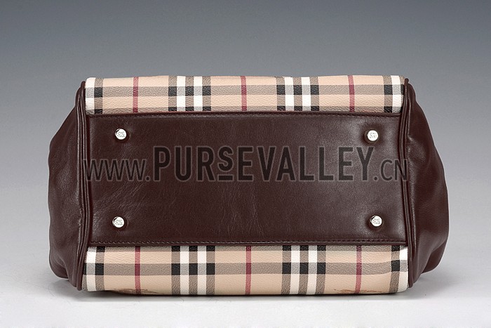 Burberry Small Haymarket Check Tote Bag Brown 607797
