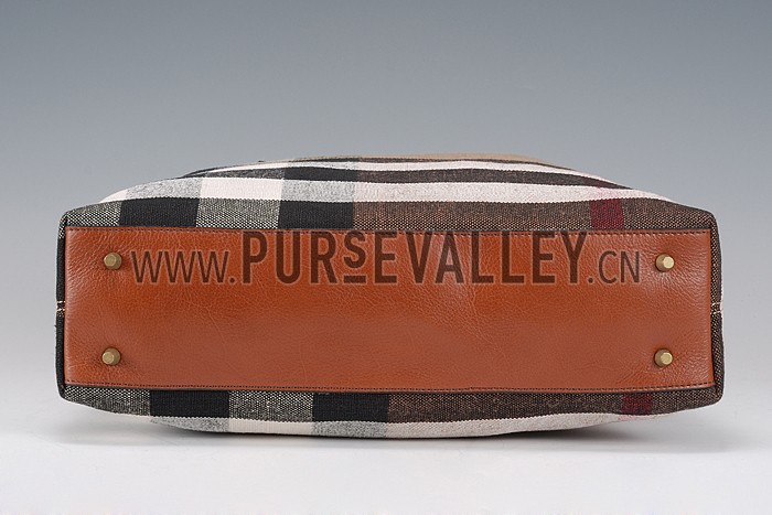 Burberry Medium Canvas Check Tote Bag Brown 607801