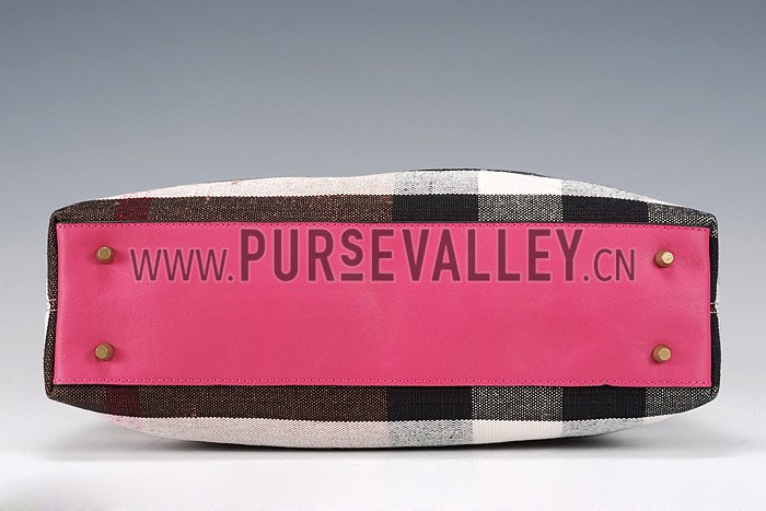 Burberry Medium Canvas Check Tote Bag Pink 607804